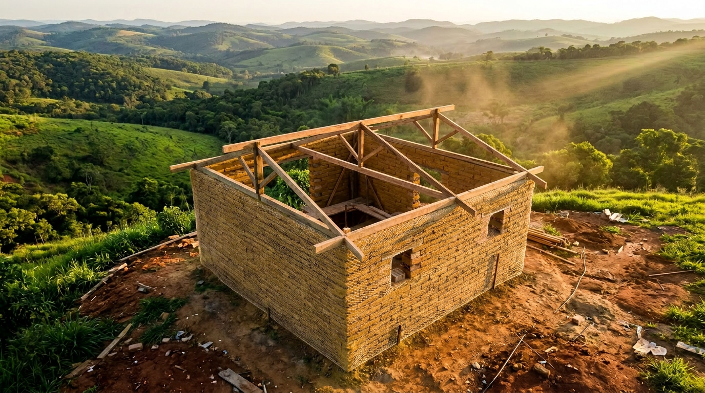 Parede de BrickerAdobe ao entardecer